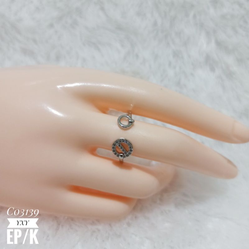 Cincin Yaxiya plat Bulat zircon model Fleksible C03139