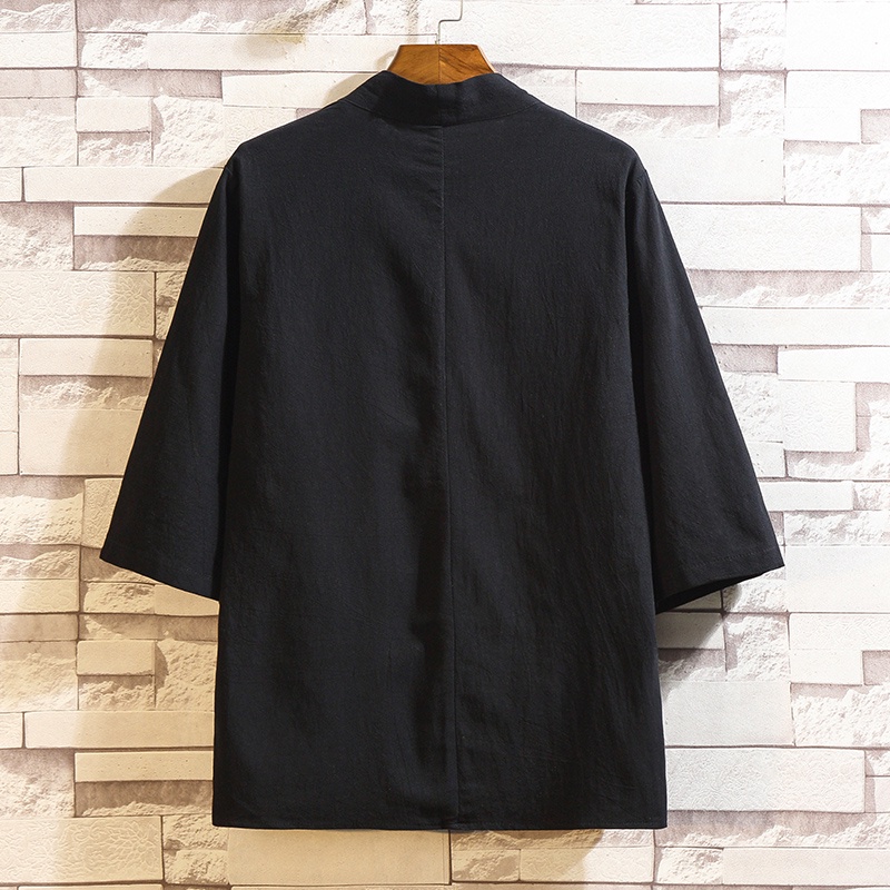 Kimono Cardigan Cardigan pria Cardigan wanita Cardigan Kimono Baju Jepang Baju Gaya Jepang Cardigan Hitam Polos Real Pic