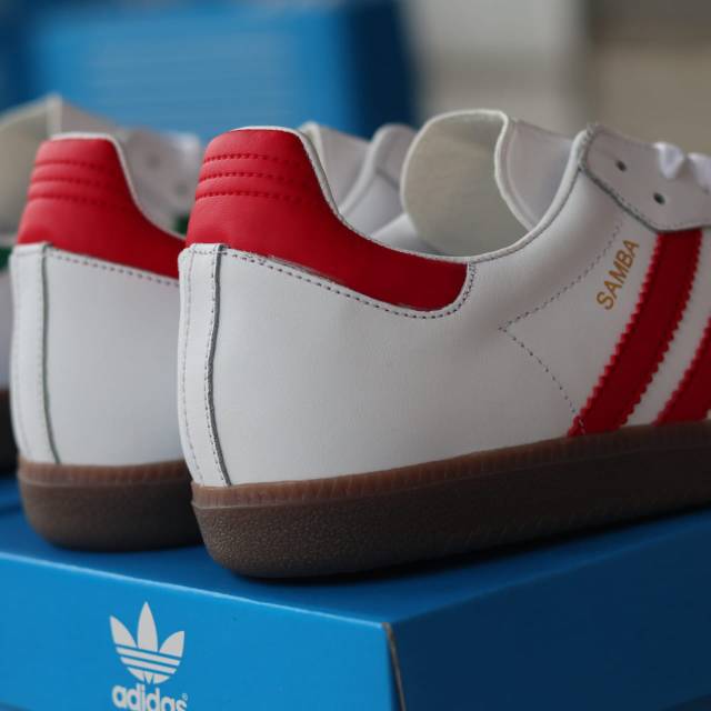 red and white adidas samba