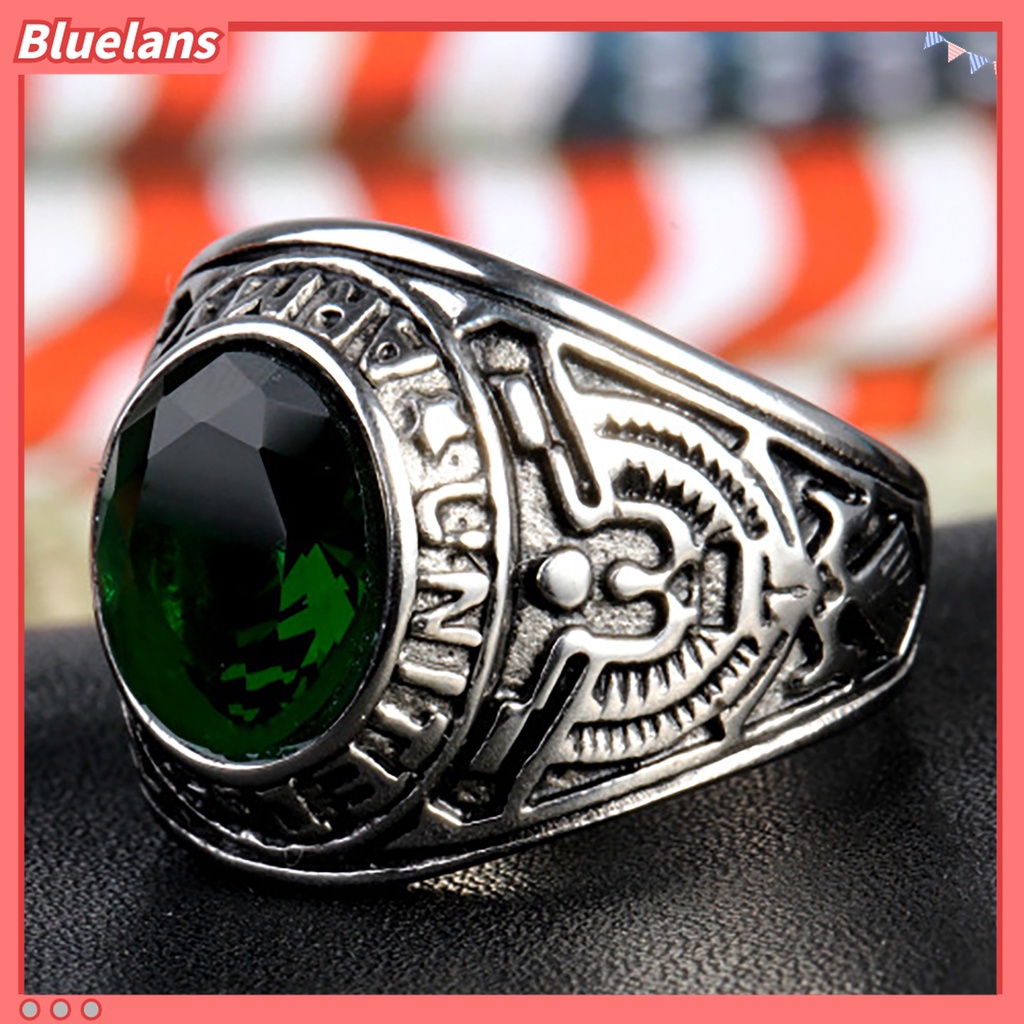 Bluelans Cincin Bahan Titanium Steel Aksen Berlian Imitasi Untuk Pria Dan Wanita