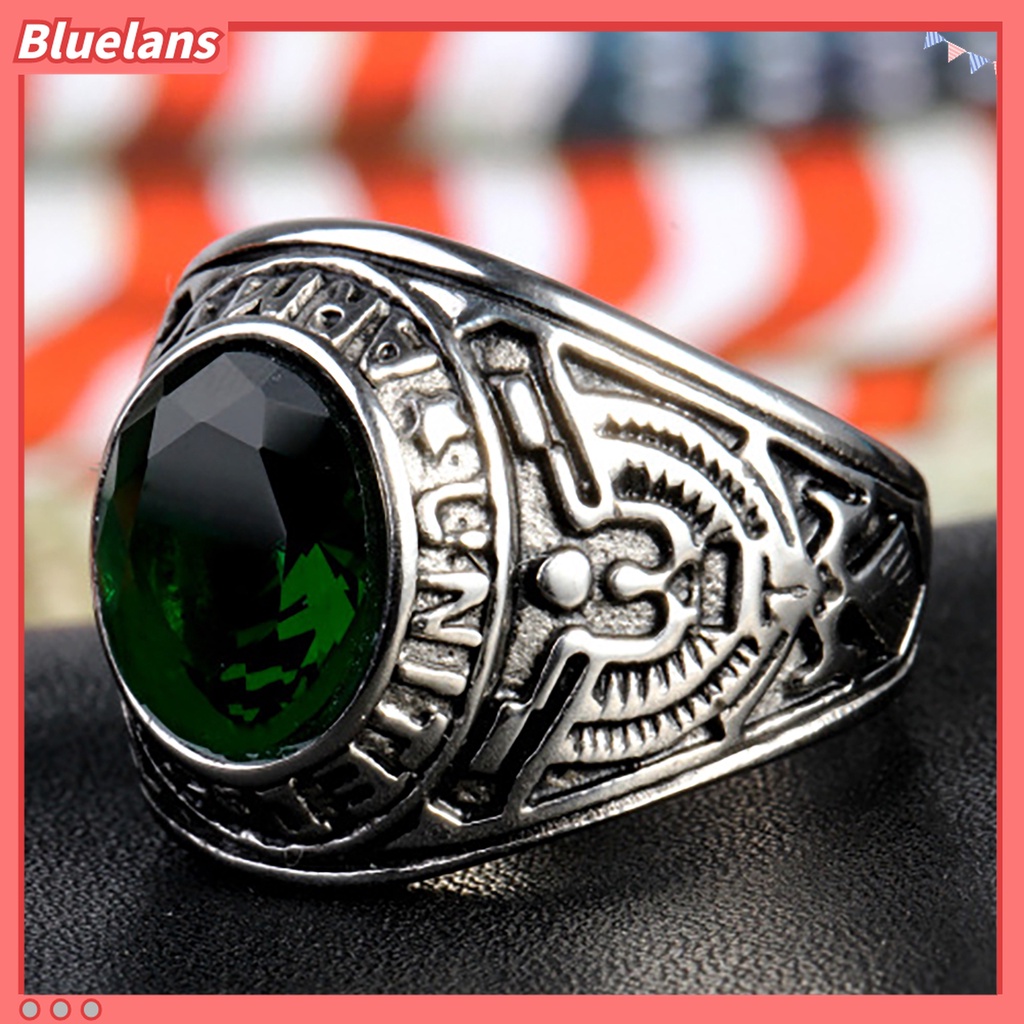 Bluelans Cincin Bahan Titanium Steel Aksen Berlian Imitasi Untuk Pria Dan Wanita