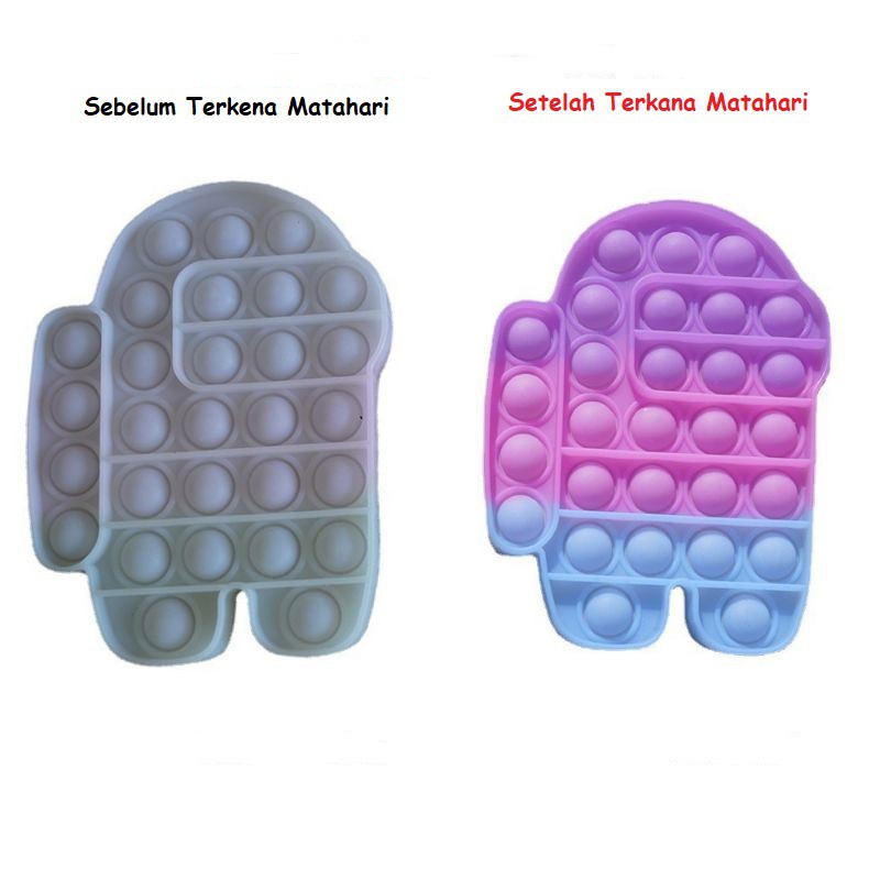 Mainan pop it murah popit Pop Its Square rainbow multicolor Fidget Toy Push bubble Penghilang Stres-amoung berubah warna