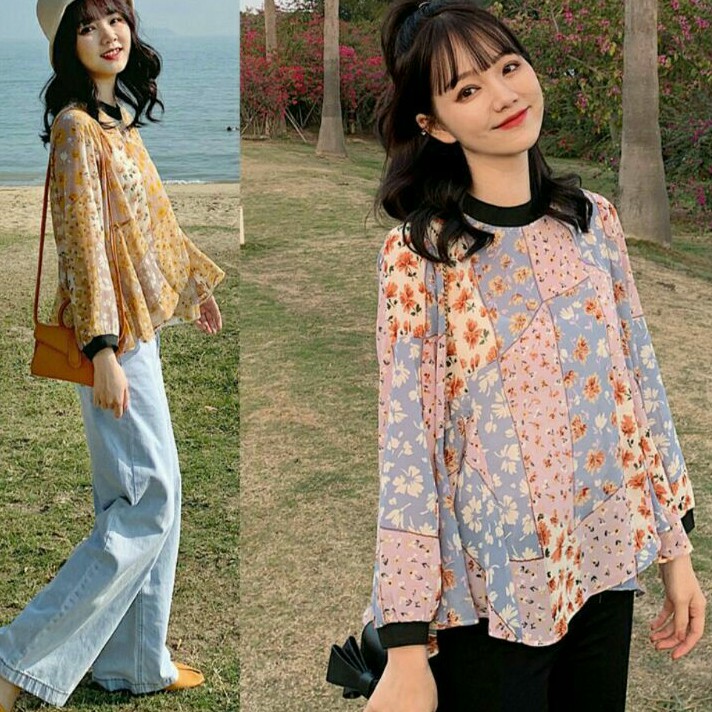 Kalinda Fashion terbaru Baju atasan tops layer wanita import baju blouse cewek import korea kuning