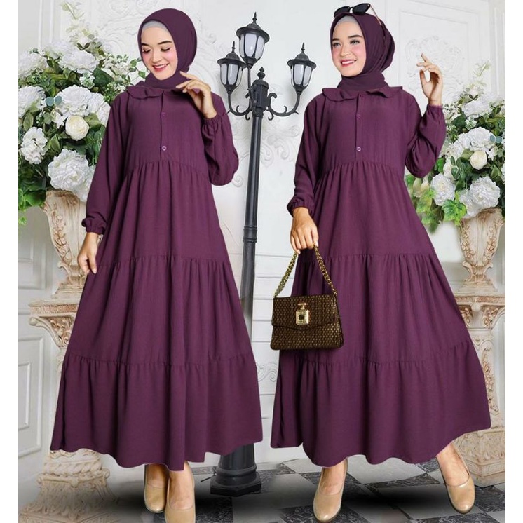 Midi Gamis Wanita Rayon Twill