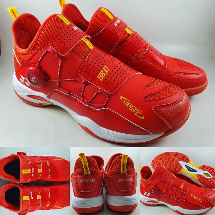 Unik Sepatu Badminton Yonex Power Cushion BOA 88D All England Red Orange - Red Orange, 39 Murah