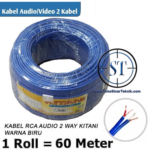 Kabel RCA 2 jalur 2-2 Audio Video KITANI 2R2 2RCA 2 Way 1 Roll 60 Meter Tembaga Murni Audio Speaker Home theater