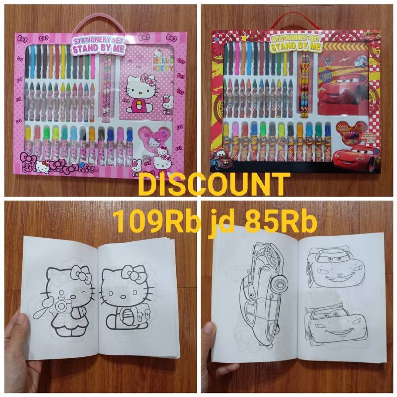 

1BOX Stationery Set BIG Mewarnai Spidol + Pensil Warna + Crayon + Buku Bergambar Karakter