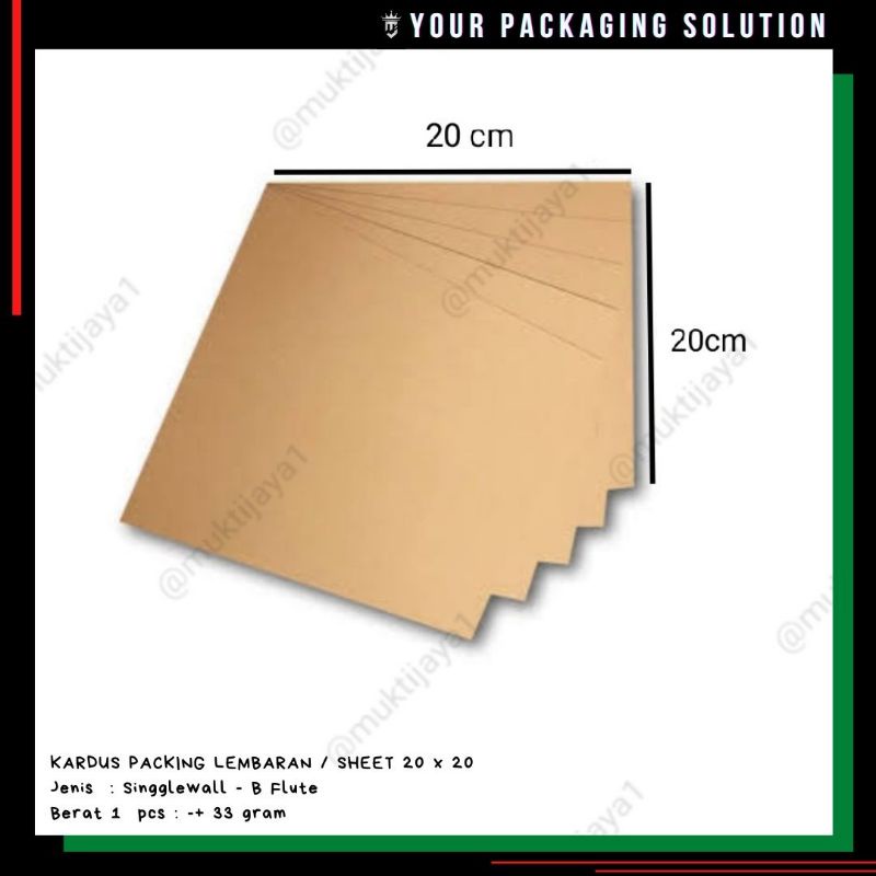 

Sheet Packing • 20x20cm • Karton/ Kardus Lembaran.
