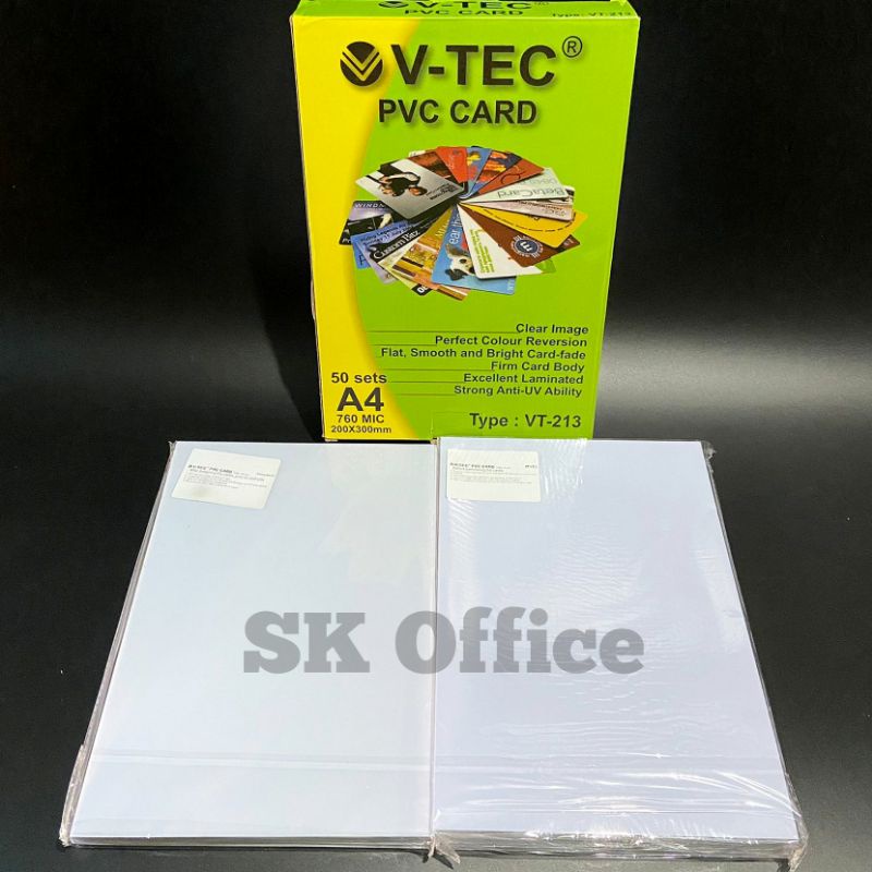 

READY STOK PVC CARD V-TEC VT-213 Ori Kertas A4 Untuk Bahan id Card PVC isi 50 lembar