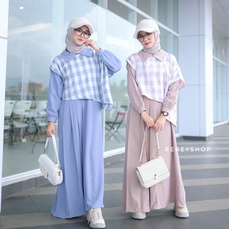 Rereyshop Maysha Dress Bahan Polosan Premium Kotak Oxford Dress Wanita Best Seller