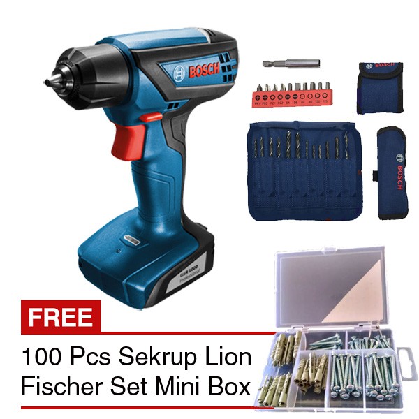 BOSCH GSR 1000 Bor Cordless & Mata Bor BOSCH 23 pcs X-Line & MK 01