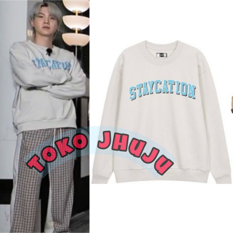 Basic Sweater BTS Suga style Staycation Print DTF