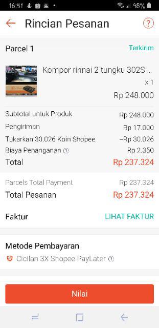 Kompor Rinnai 2 Tungku 302s 302-s Teflon