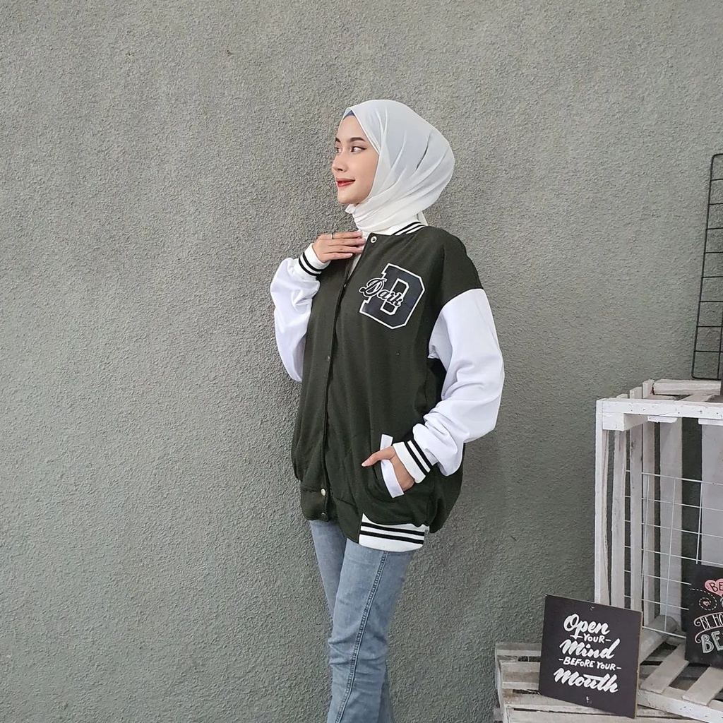 DARK BASEBALL 2XL 3XL Varcity Jacket Oversize Pria Wanita-Jacket Pria Wanita Style Kekinian Korean Style