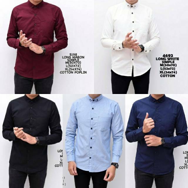 Kemeja polos pria formal putih hitam navy biru dongker Kemeja polos pria formal putih hitam navy biru dongker