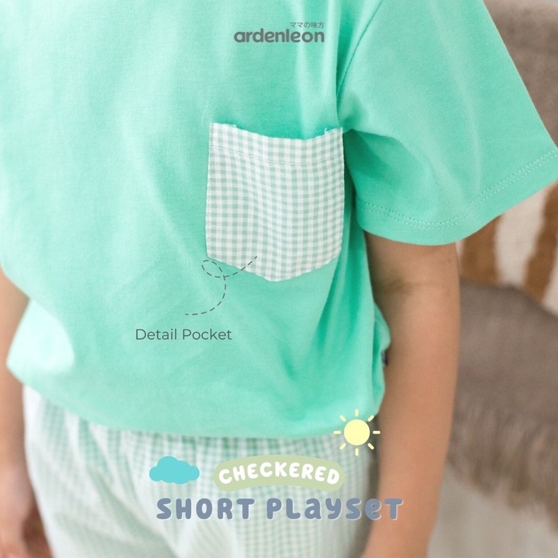 ArdenLeon  SHORT PLAYSET CHECKERED 3L4L5L / Arden Leon Setelan Kaos Celana Pendek Kotak-Kotak