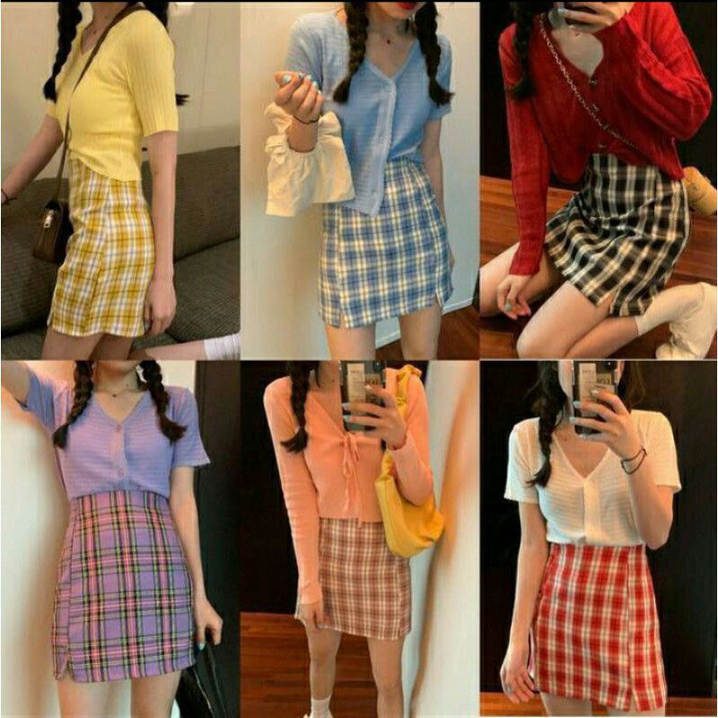 C&C ROK SPAN TARTAN/ROK SHIRT/ROK SPAN MAXI BAHAN KATUN MOTIF GUELIEN-RANDOM pendek