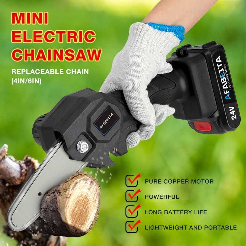 Gergaji Mesin Listrik Kayu Pohon Mini Cordless Chainsaw Baterai Senso