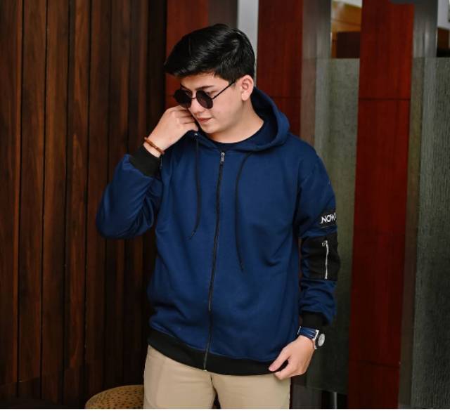 Jaket pria NOW ORI HOODIE BOMBER ZIPER beludru cowo