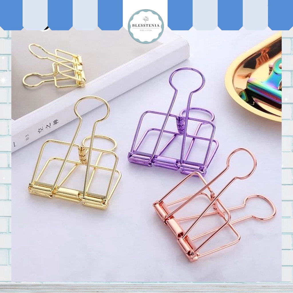 

Blesstenia - 1 pc Penjepit Kertas Jepit File Gold Paper Clip Office Book Stationery