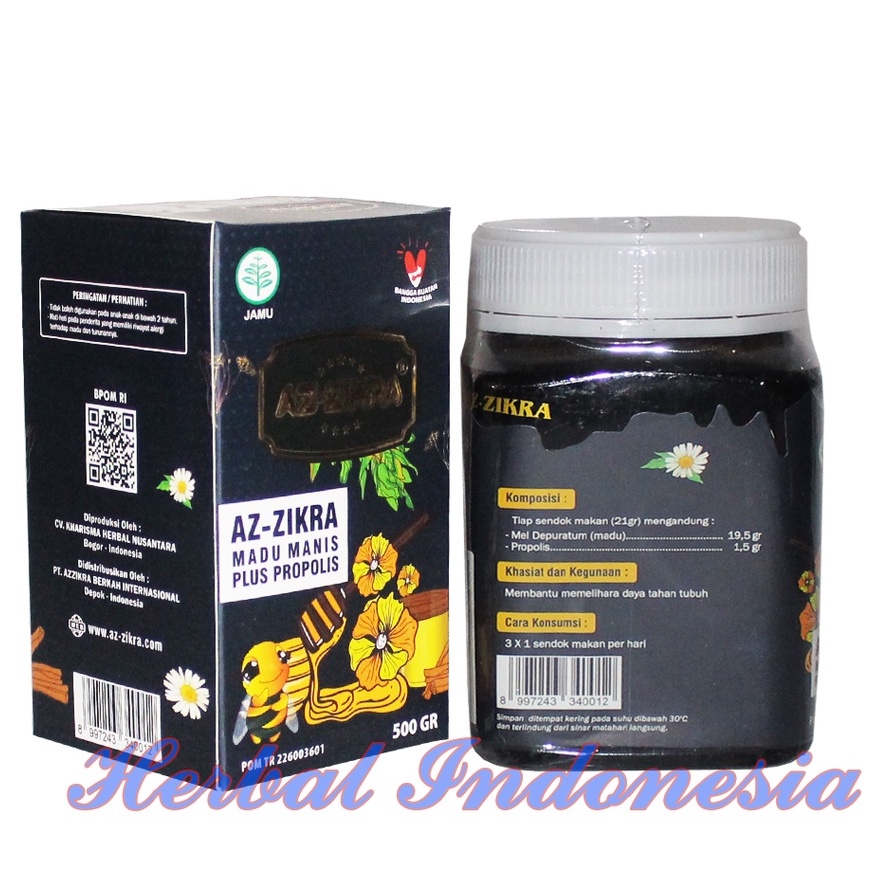 Madu Az-Zikra Hutan Manis 500 gram | AZ Zikra Madu Manis PLUS PROPOLIS BPOM Kemasan Baru Original