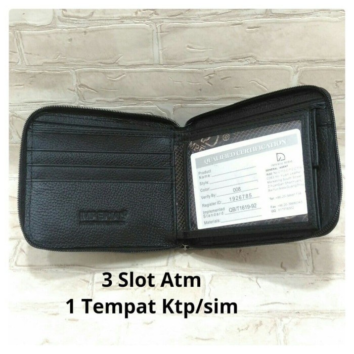 Dompet Pria Kulit Asli Resleting Full Merk Imperial Horse - Hitam