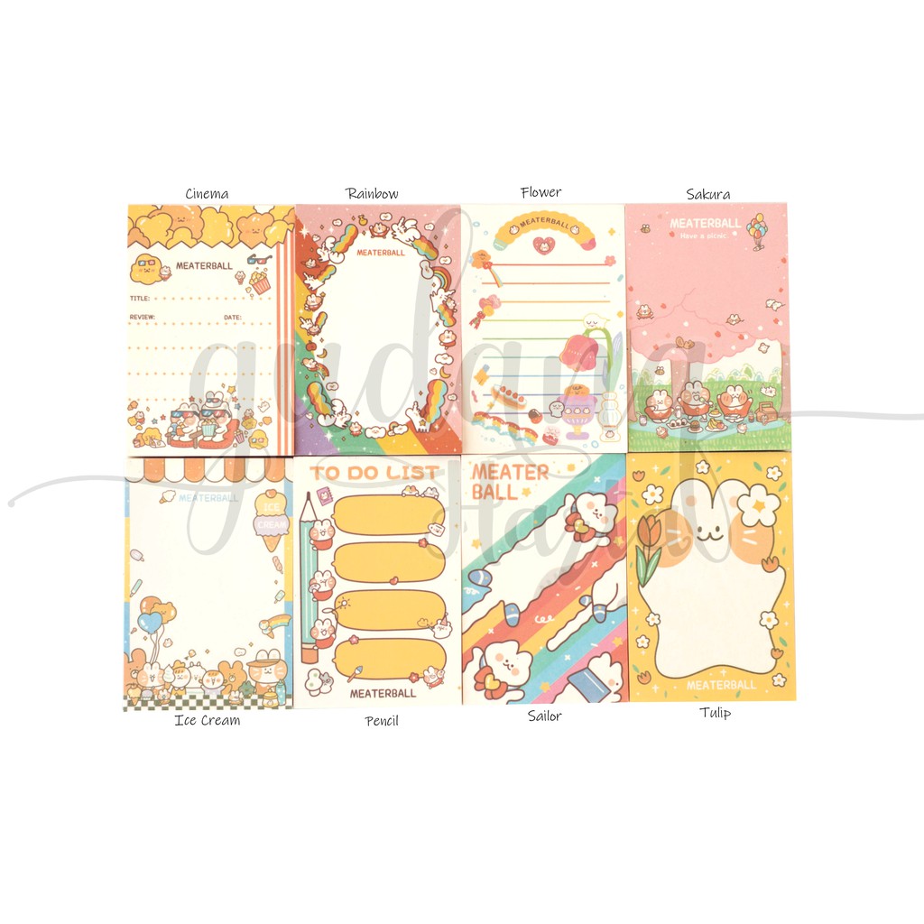 

Memo Mni MeaterBall Series Rainbow Flower Tulip Lucu Notes Unik DIY Scrapbook GC 301360