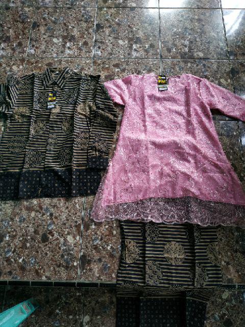 Batik Couple Kebaya Modern Brokat Shofia Tile Mutiara