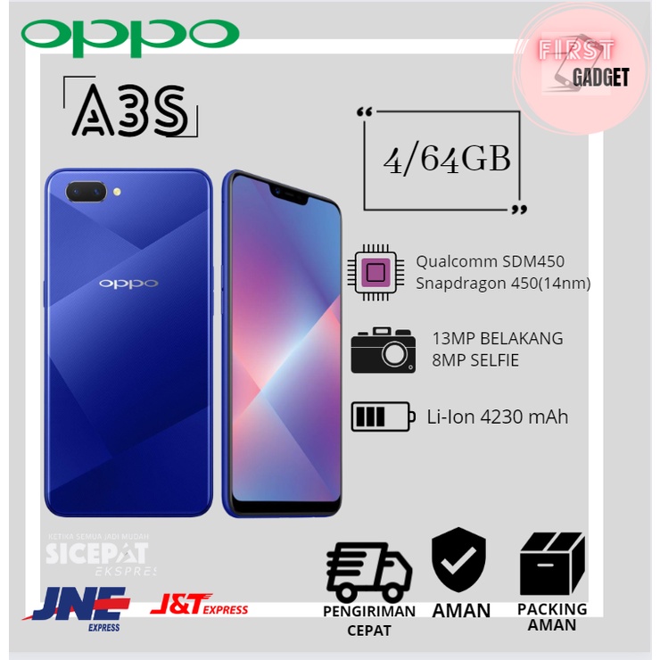 HP OPPO A3S RAM 4/64GB 4/128GB 6/128GB FULLSET THE BEST GARANSI 12 BULAN