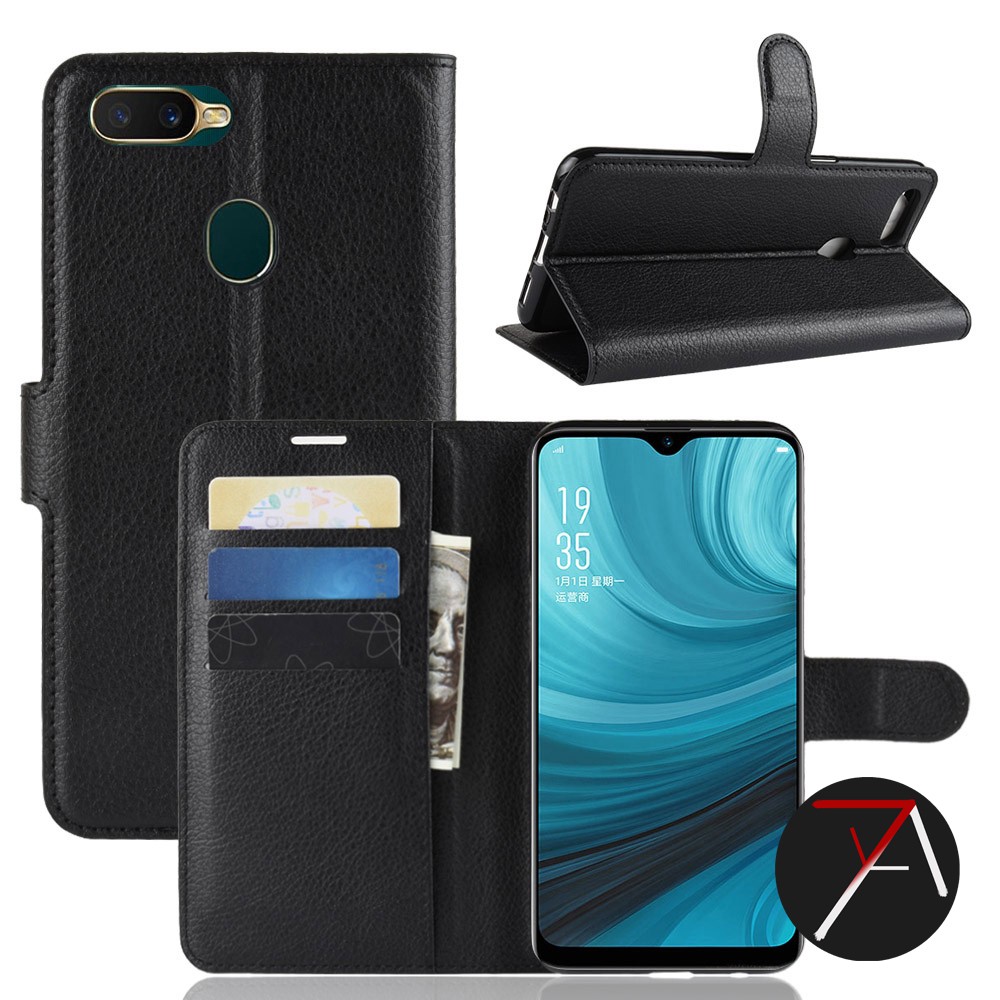 Oppo A12 Flip Wallet Dompet Kulit Leather Cover Case Casing Card Kartu