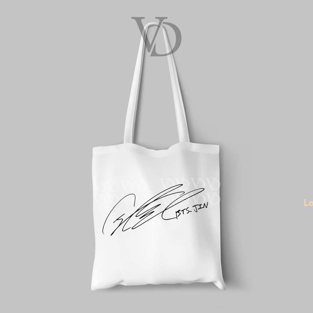 TOTE BAG BAHAN KANVAS MOTIF KOREAN signature / totebag kpop