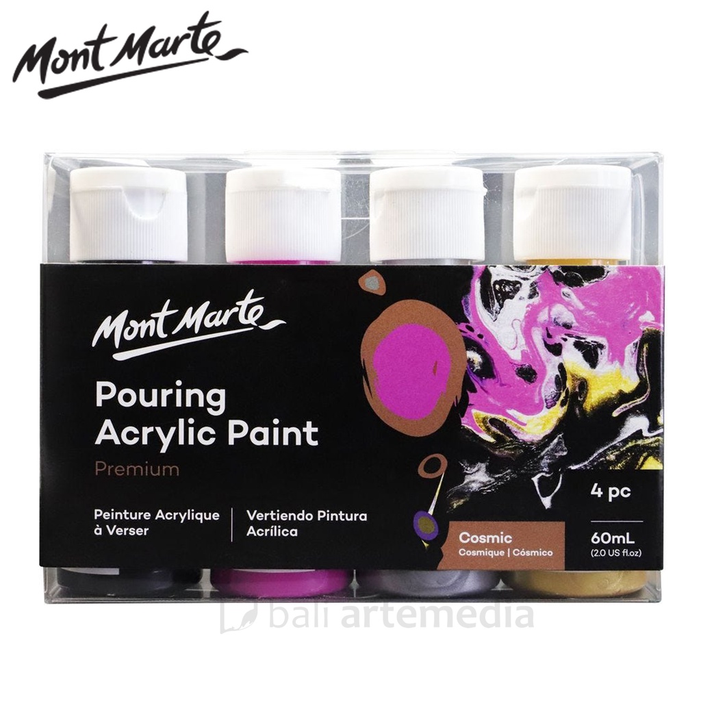 

Mont Marte Pouring Acrylic Paint Set Premium 4pc x 60ml (2oz) - Cosmic