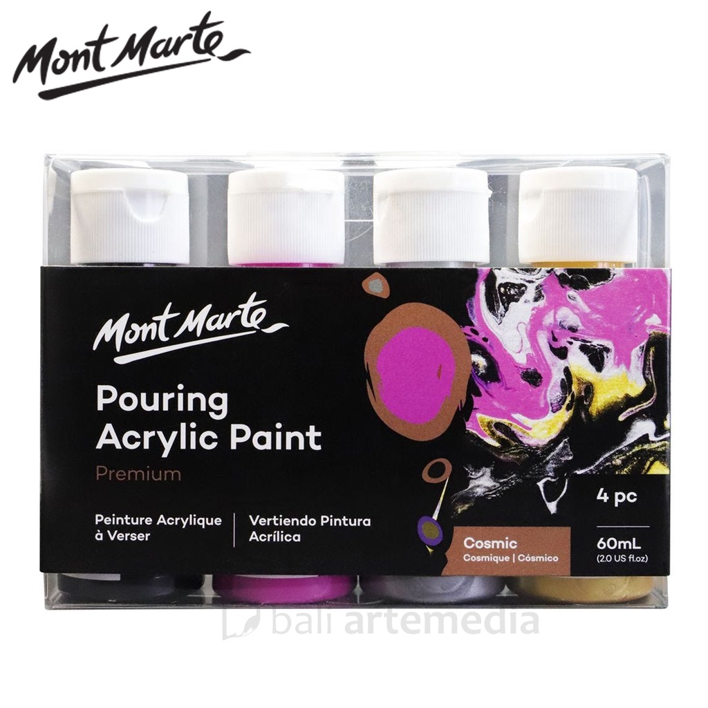 Mont Marte Pouring Acrylic Paint Set Premium 4pc x 60ml (2oz) - Cosmic