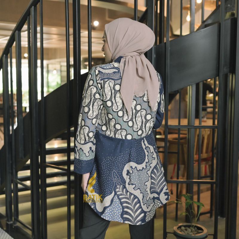 HASANAH ATASAN BATIK WANITA PAKAIAN CEWEK PRINTING LENGAN PANJANG MODERN PREMIUMI