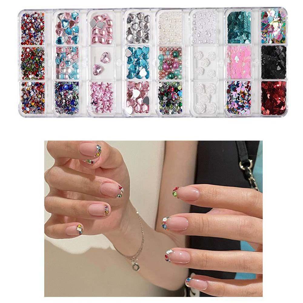 Mxbeauty Dekorasi Nail Art Super Flash Shiny Nail Tips Manikur Aksesoris Bentuk Hati Berlian Imitasi Datar Bawah Berbentuk Perhiasan Kuku Hiasan Kuku