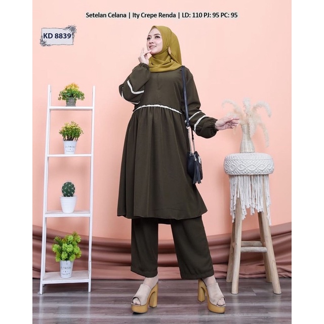 LISTIA DRESS SETELAN CELANA CEWEK SETELAN GAMIS ONE SET