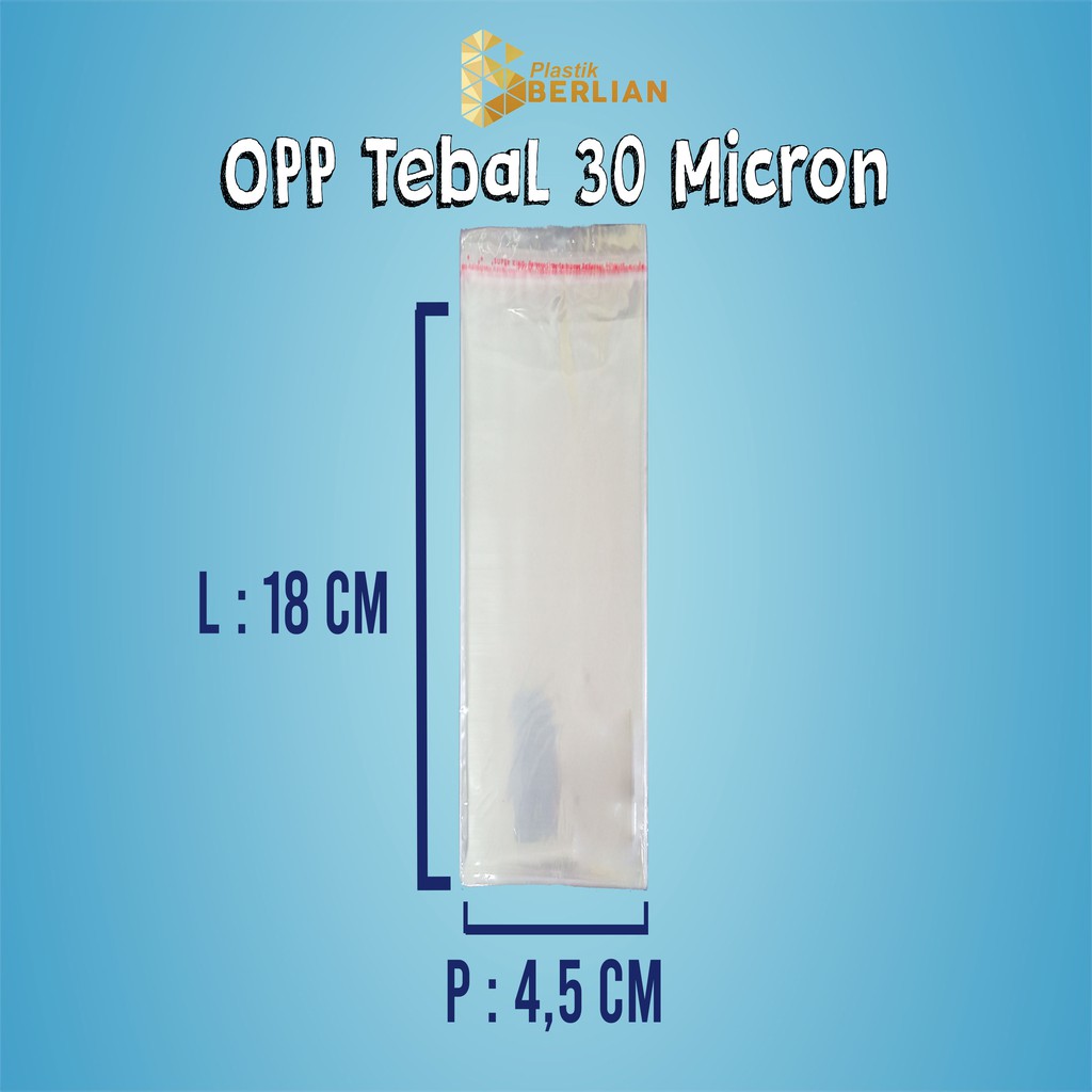 

4,5 X 18 cm Plastik OPP TEBAL 30 MICRON (100 lbr)