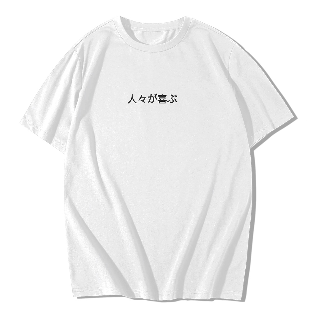 BAJU/T-SHIRT/KAOS DISTRO MURAH PRIA DAN WANITA TULISAN JEPANG WARNA HITAM,MERAH MAROON, PUTIH,