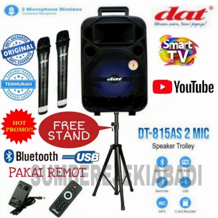 DISTRIBUTOR SPEAKER DAT 8 INCH BLUETOOTH DAS 815 FREE STAND SPEAKER