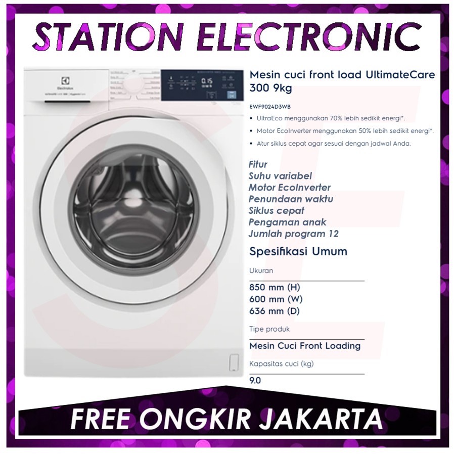 Electrolux EWF9024D3WB Mesin cuci 9kg