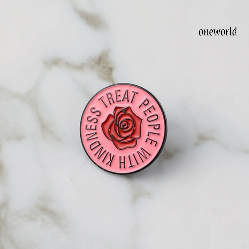 OW@ English Letter Treat People With Kindness Badge Brooch Pin Clothes Scarf Jewelry