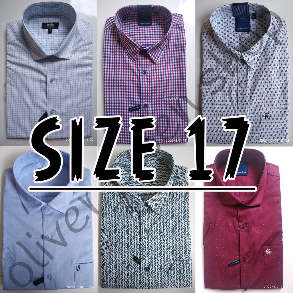 Kemeja Slim Fit Lengan Pendek Merk Stanley Adams Size 17