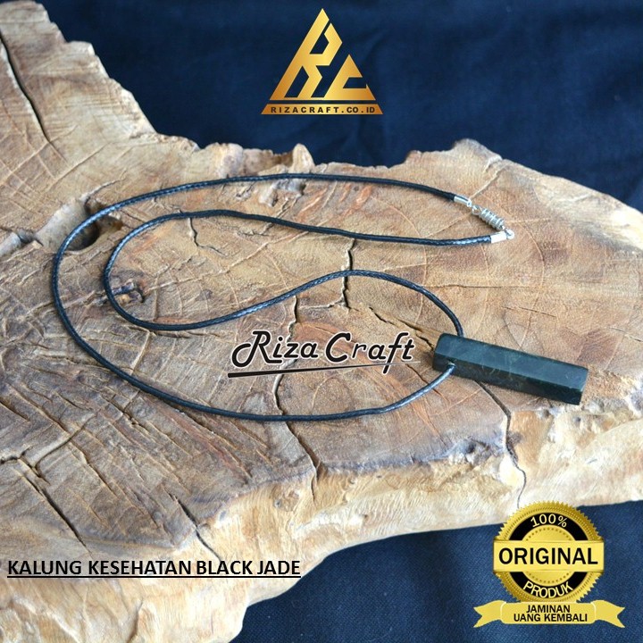 Kalung Pria Wanita Batu Akik Black Jade Giok Hitam Aceh Asli