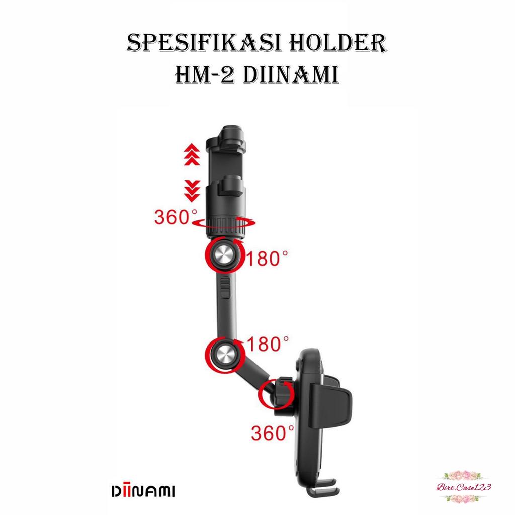 DIINAMI HM-2 CAR PHONE HOLDER REARVIEW MIRROR ADJUSTABLE UNIVERSAL HOLDER putar 360 derajat / Holder mobil di spion multifungsi BC7860