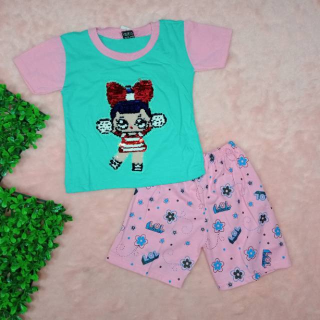 Ss#290 Pakaian Anak Perempuan Size 1-8tahun Model Za-ra Kids Sequin Usap Ganti Warna / Baju Lol