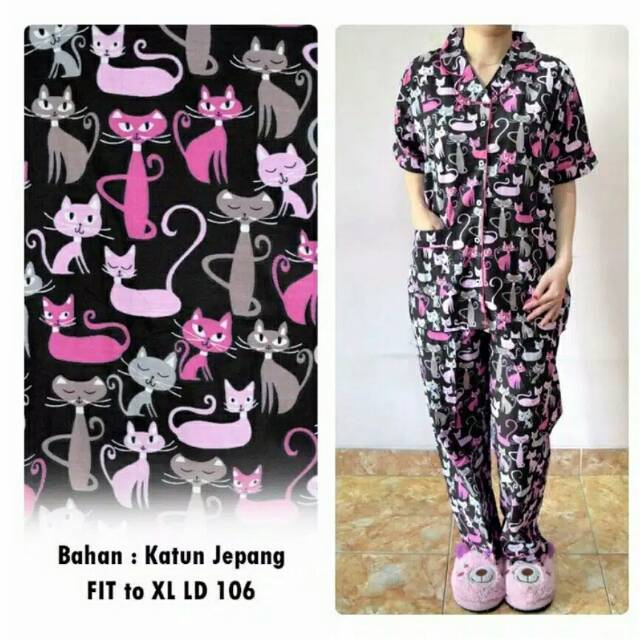 Piyama baju tidur katun jepang cat