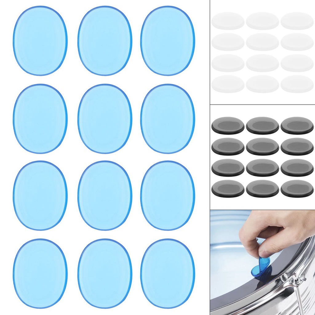 12pcs / set Pad Mute Drum Jazz Bahan Silikon Transparan 3 Warna