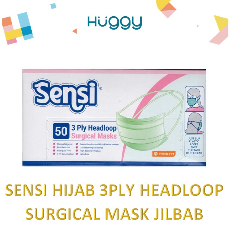 Sensi Masker Headloop 3ply HIJAB isi 50 JILBAB HIJAB