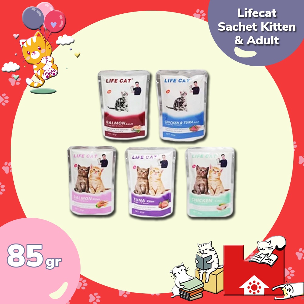 LIFE CAT Pouch 85gr Wet Cat Food / Makanan Kucing Basah LIFECAT 85Gr