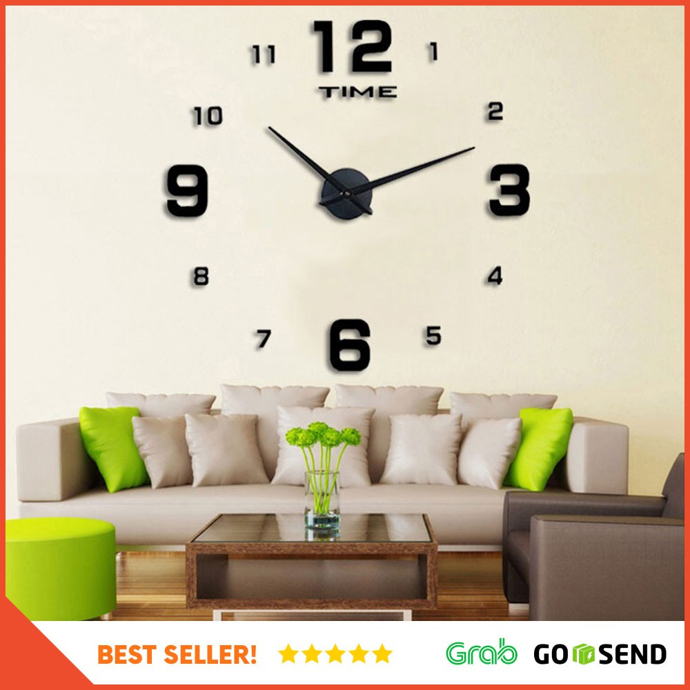 DIY Giant Wall Clock 80-130cm Diameter / Jam Dinding - ELET00660 - Black